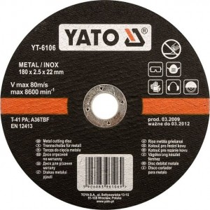 Kotouč na kov 180 x 22 x 1,5 mm INOX YATO YT-6105