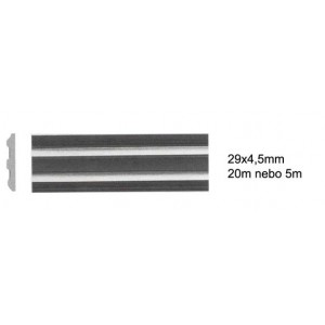 Samolepicí ochranná lišta černá 2x stříbrný pruh 29x4,5mm 5m