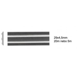 Samolepicí ochranná lišta černá 2x stříbrný pruh 29x4,5mm 5m