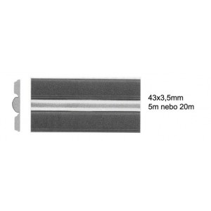 Samolepicí ochranná lišta černá 1x stříbrný pruh 43x3,5mm 20m