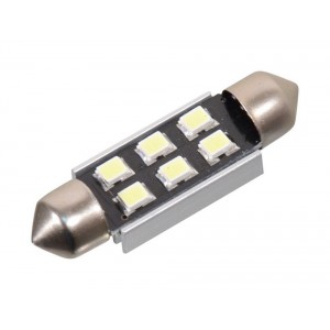 Žárovka 6 SMD LED 12V suf. SV8.5 38mm s rezistorem CAN-BUS bílá Compass 33815