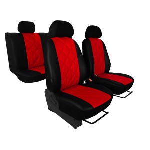 Autopotahy Škoda Fabia II, kožené EMBOSSY, dělené zadní sedadla, červené