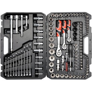 Gola sada 1/2", 3/8", 1/4" + příslušenství 120 ks YATO YT-38801