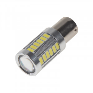 LED žárovka 12-24V s paticí BAU15S bílá, 33LED/5730SMD s čočkou