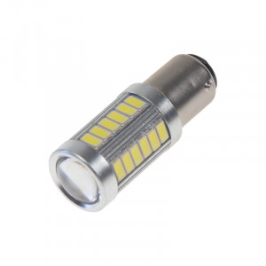 LED žárovka 12-24V s paticí BAY15D (dvouvlákno) bílá, 33LED/5730SMD s čočkou