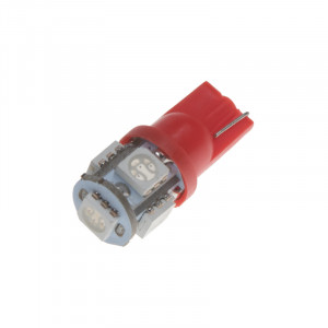 LED žárovka 12V s paticí T10 červená, 5LED/3SMD