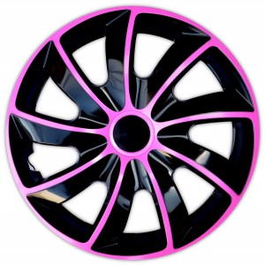 Poklice na kola QUAD BICOLOR BLACK/PINK 15"