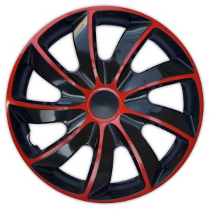 Poklice na kola QUAD BICOLOR BLACK/RED 16"