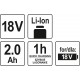 Baterie náhradní 18V Li-ion 2,0 AH (YT-82782, YT-82788,YT-82826) YATO YT-82842