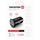 Nabíječka CL 2x USB, 12V-24V, 5V, 4800mA, nabíjení mobilních telefonů a GPS, černá SWISSTEN