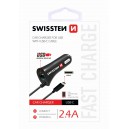 Auto nabíječka CL 2x USB, 12V-24V, 5V, 4800mA, nabíjení mobilních telefonů a GPS, černá SWISSTEN