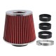 Filtr vzduchový UNI 155x130x120mm, červený/chrom, adaptér 60,63,70mm 86004