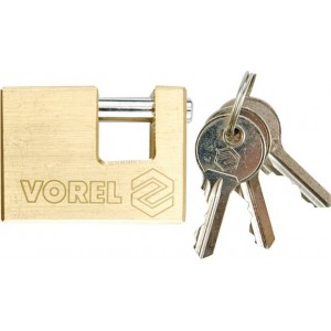 Zámek visací 65 mm čepový mosaz 3 klíče Vorel TO-77211